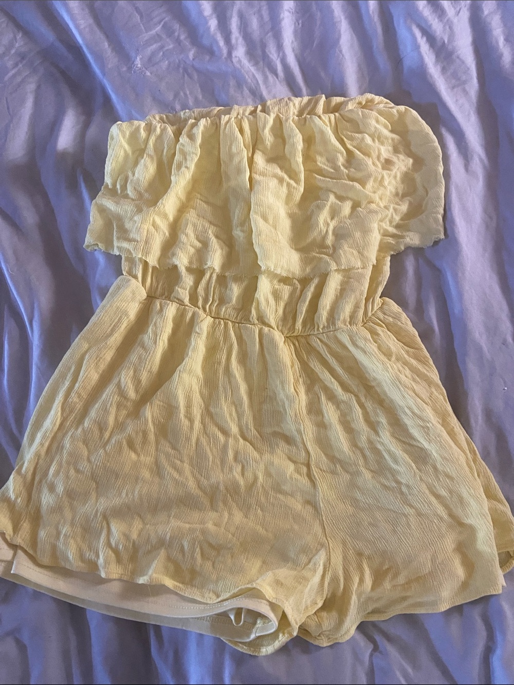 Yellow strapless Romper